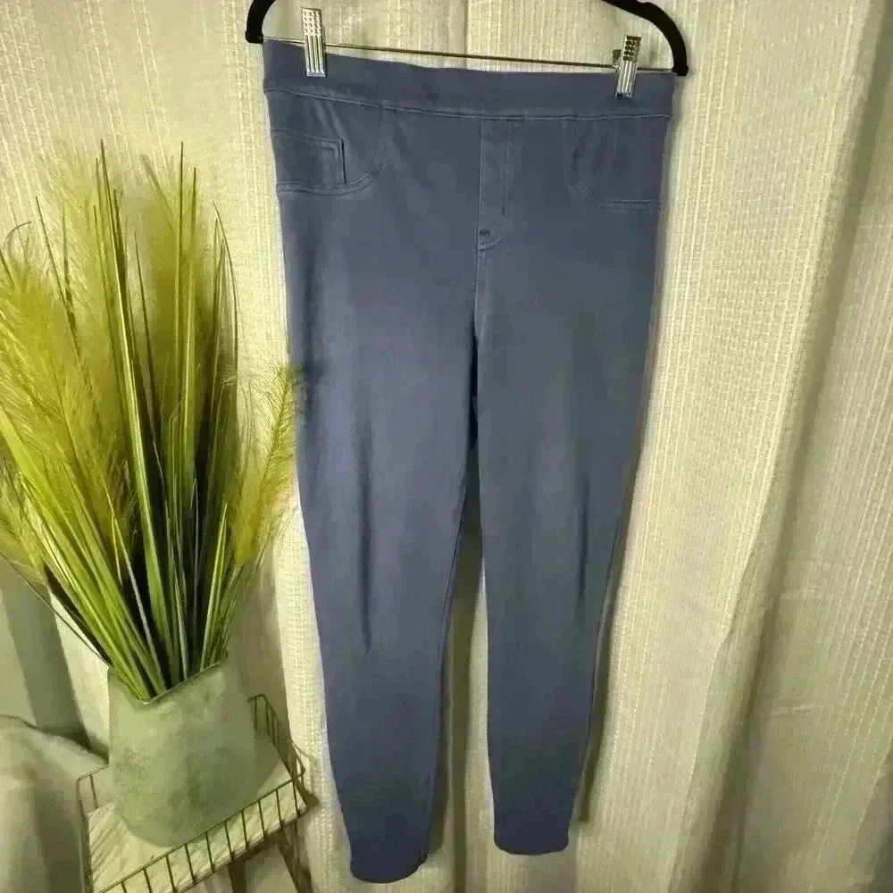 Spanx Womens Large Blue Jean Jeggings High Rise Skinny Ankle Pull On Pants
